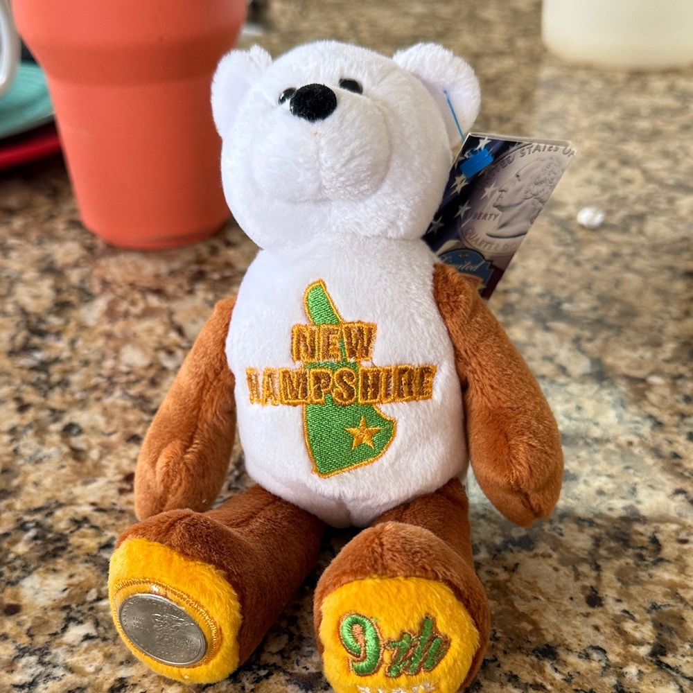 New Hampshire Stuffed Bear - White and Brown